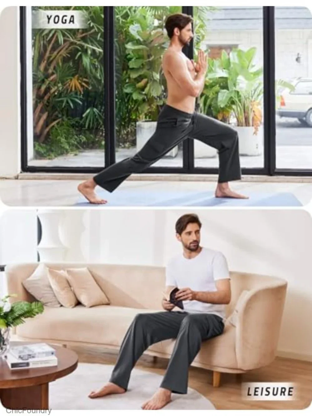 Men's Cargo Sweatpants Pockets Open Bottom Baggy Cotton Jogger Uncuffed Lounge